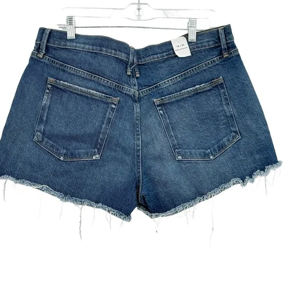 Good American '90s Cutoff Distressed Denim Shorts Blue Size 12 NWT